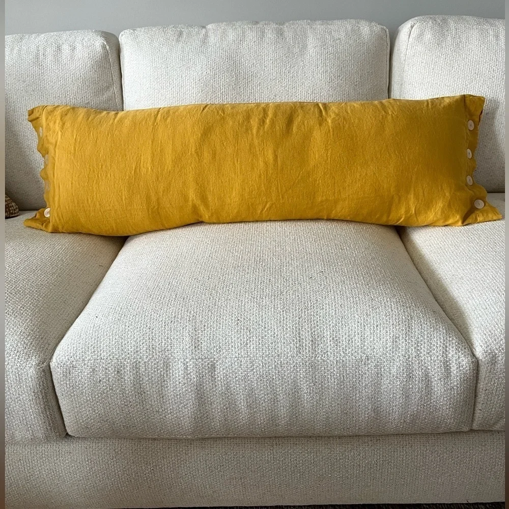Serena & Lily 100% Linen Boothbay Sunflower 14”x40” Pillow Cover NWT Coastal